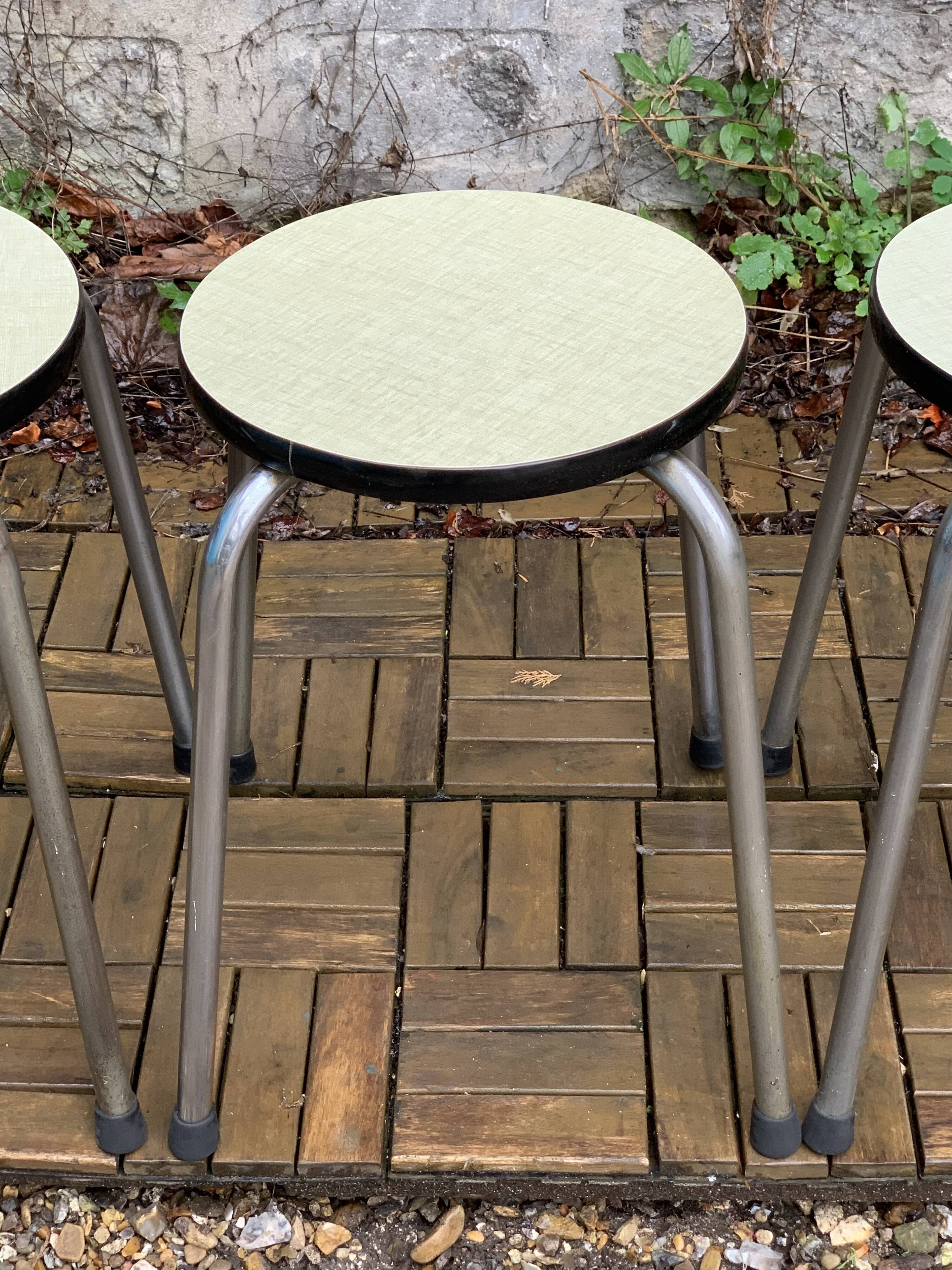 Vintage stackable stools Formica beige 1960