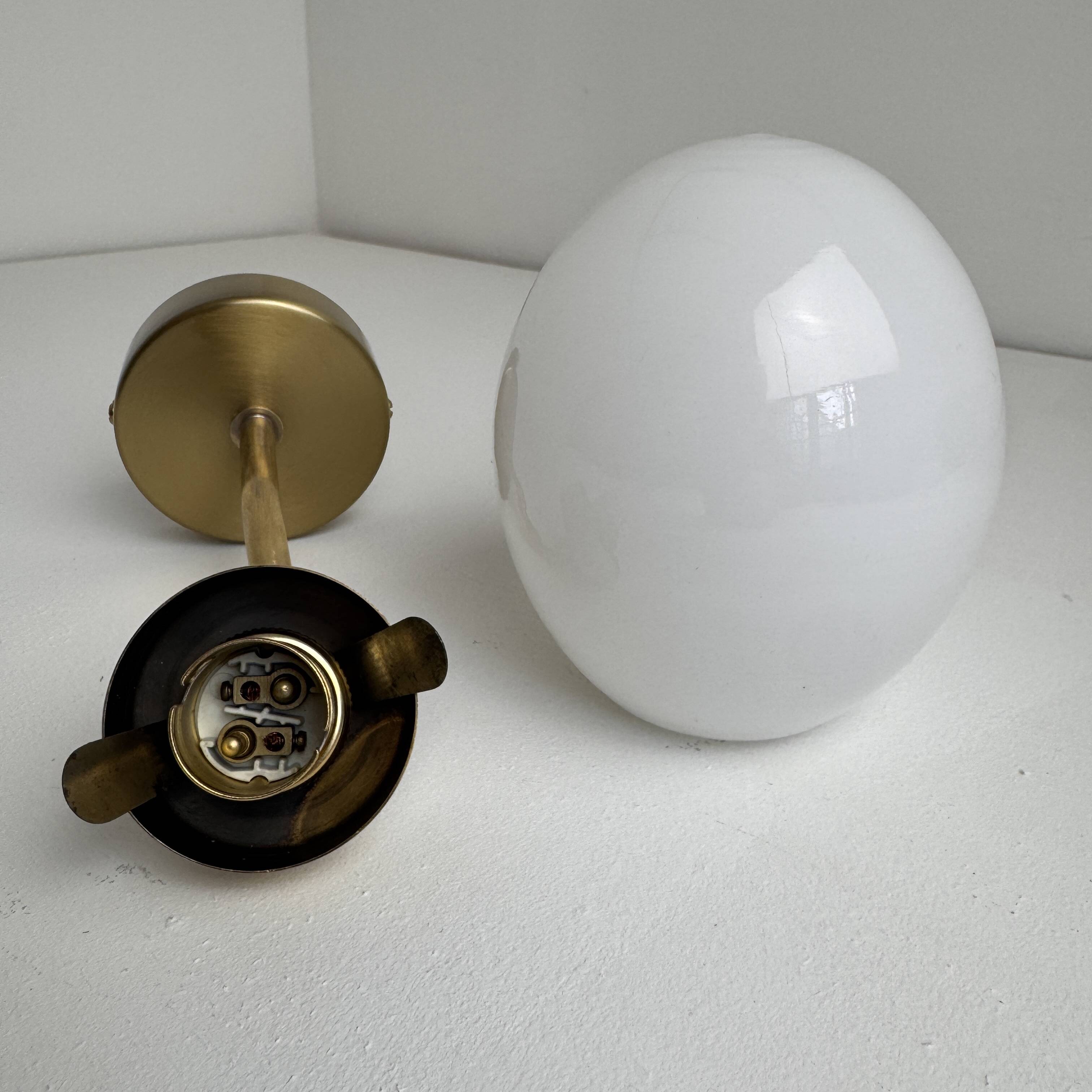 Antique small brass and opaline wall light vintage