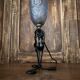 Art Deco lamp in blue glass paste with rose decoration – poetic rarity