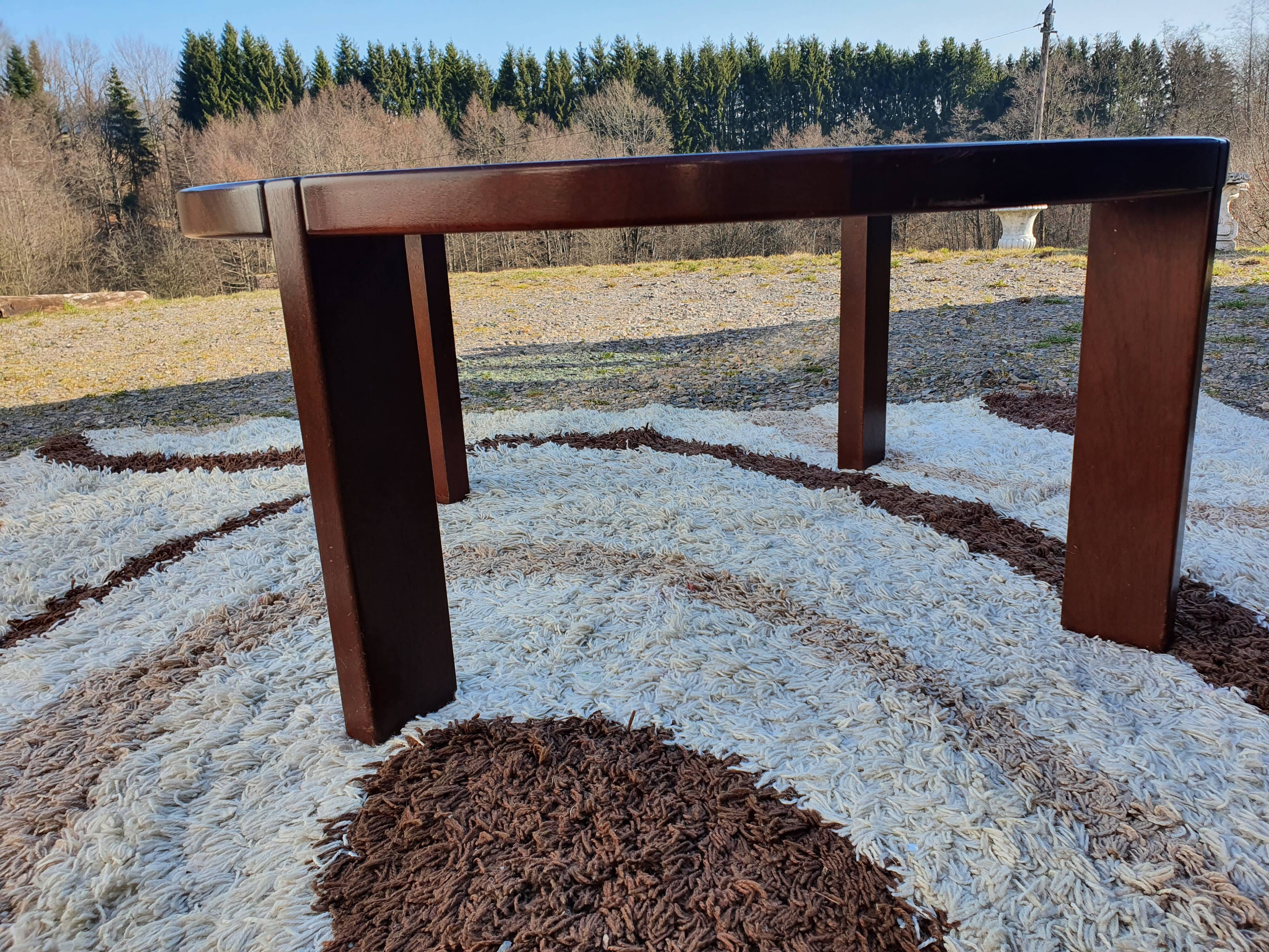 Teak coffee table and smoked glass from the 70s