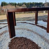 Teak coffee table and smoked glass from the 70s