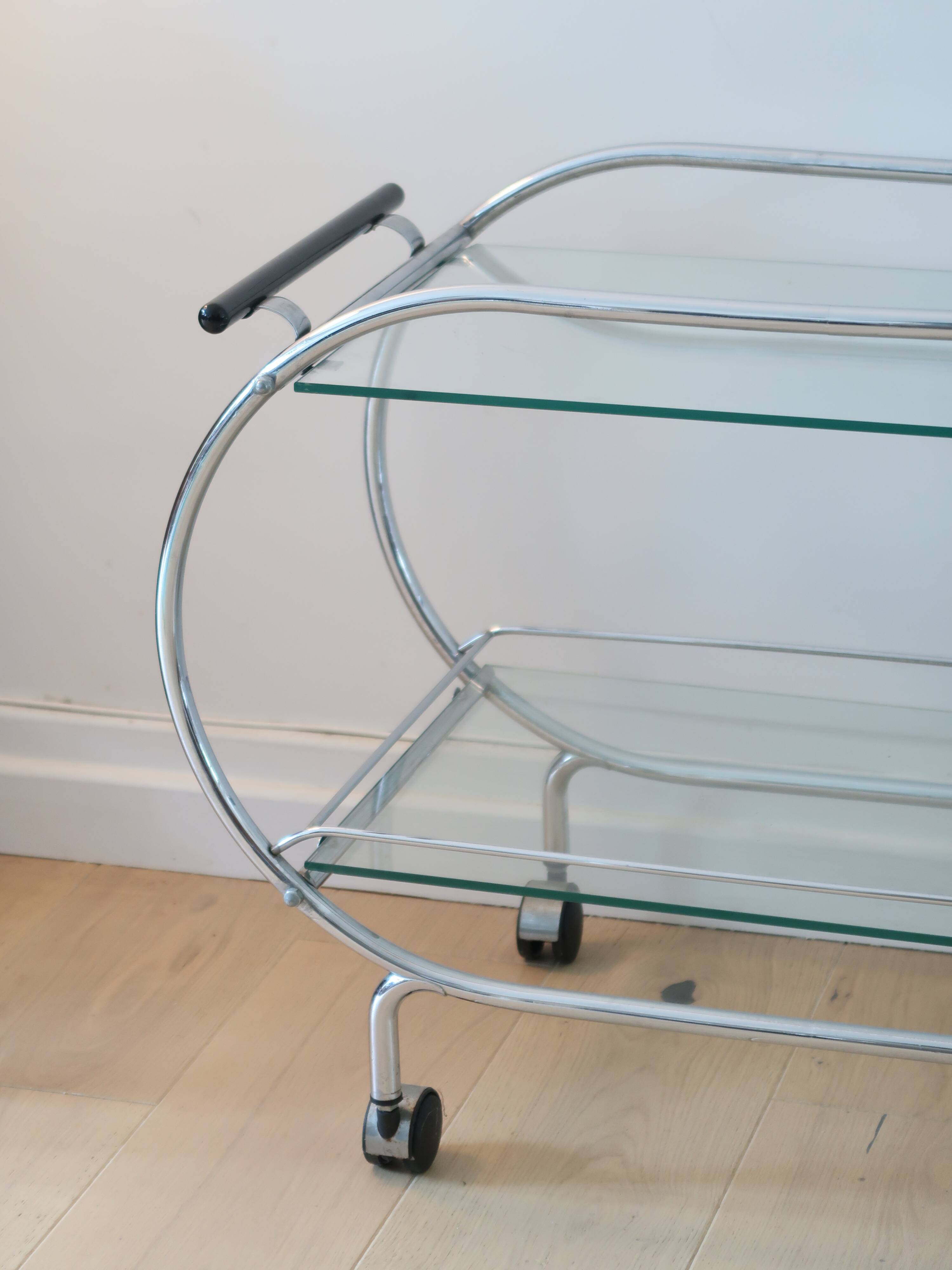 Desserte chariot chrome et verre vintage