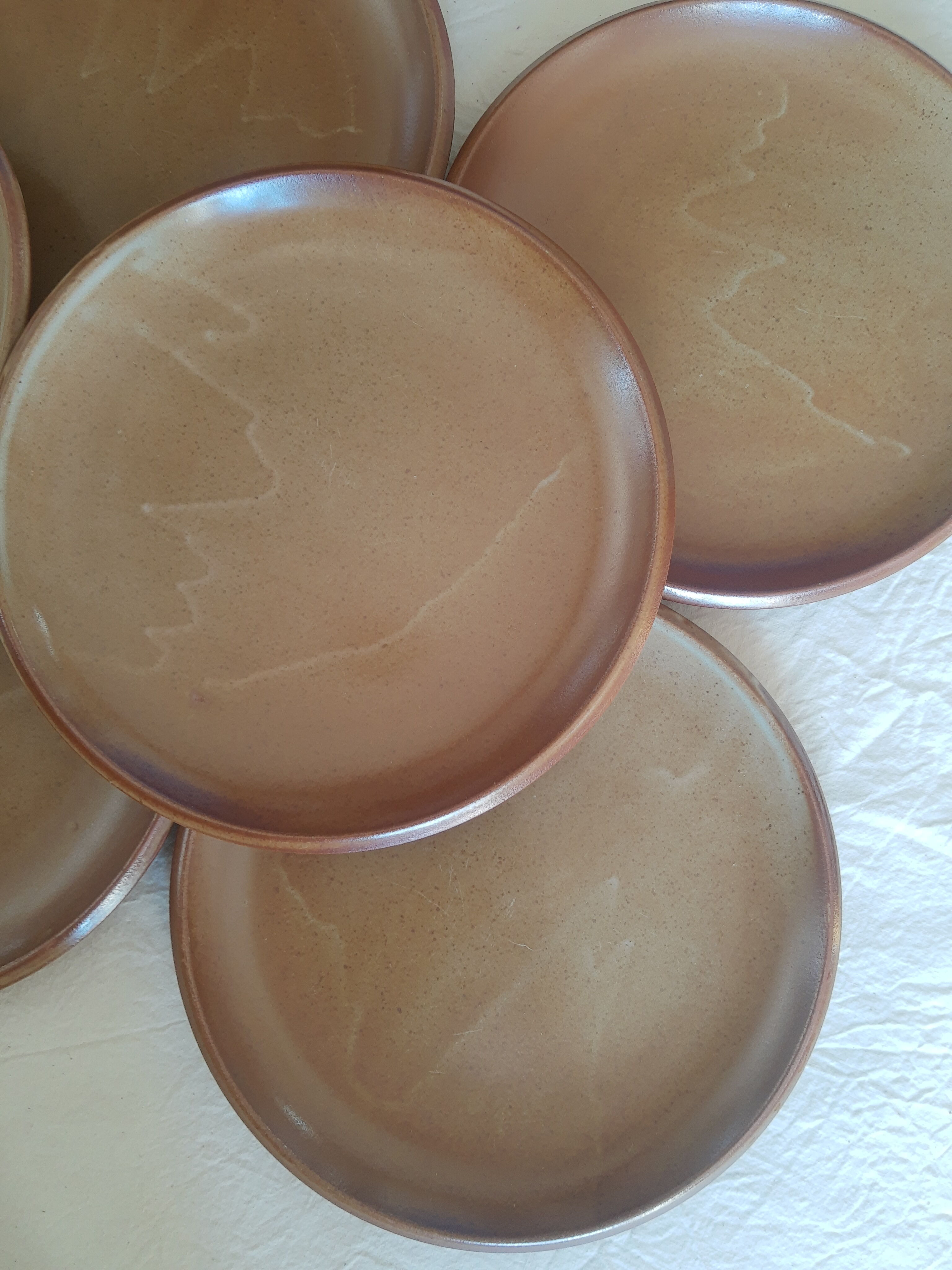 Set of 8 vintage brenne stoneware flat plates