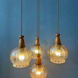 Vintage Hustadt Leuchten glass cascade pendant lamp