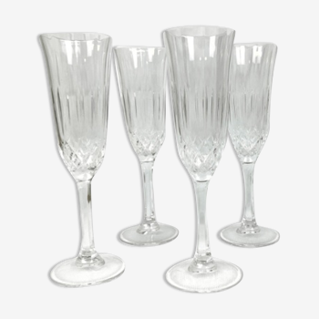 Lot de 4 flutes à champagne en cristal