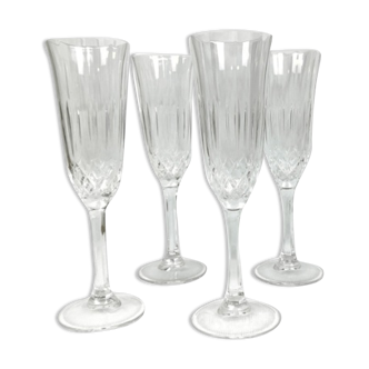 Set of 4 Crystal champagne flutes