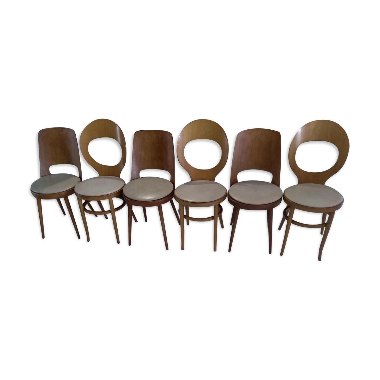 Suite of 6 chairs Baumann model Mondor and Seagull 1960