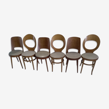 Suite de 6 chaises Baumann modèle Mondor et Mouette 1960
