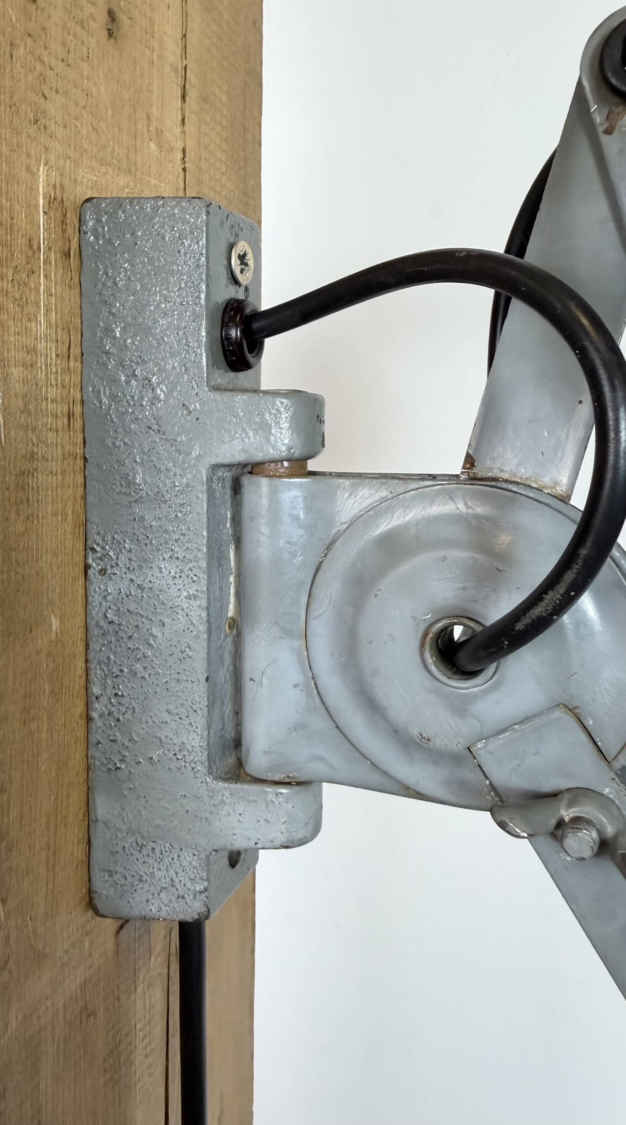 Grey Industrial Gooseneck Scissor Wall Lamp from Elektroinstala, 1960s