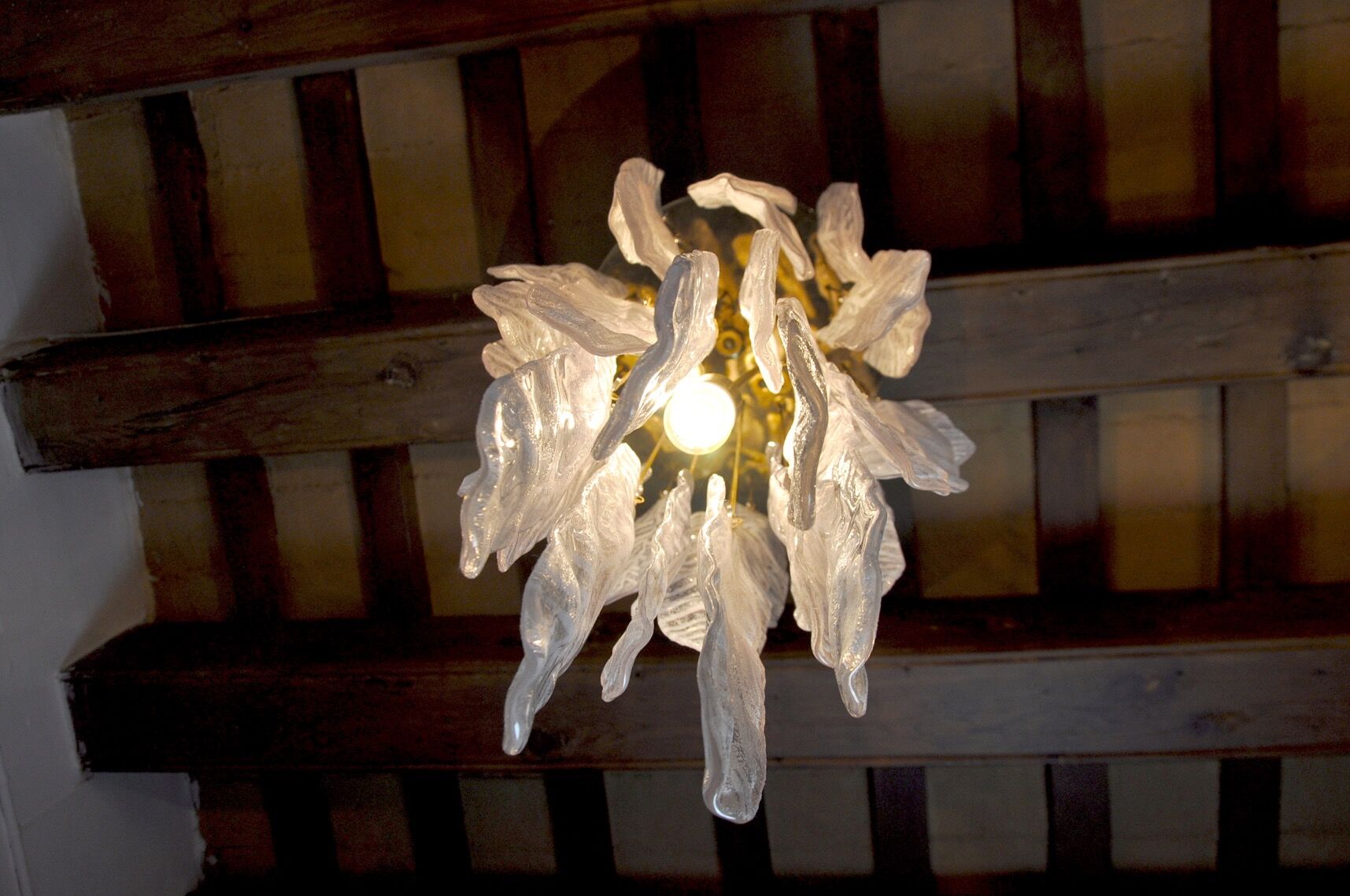 Pendant lamp "Leaves" by Mazzega in Murano glass, Italy, 1970