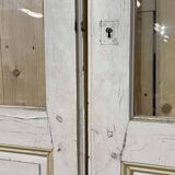 Double porte d'intérieur vitrée en sapin du début XXème - 2m44 x 1m48