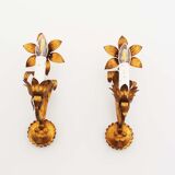 Pair of Vintage Gilt Flower Scones by Hans Kögl