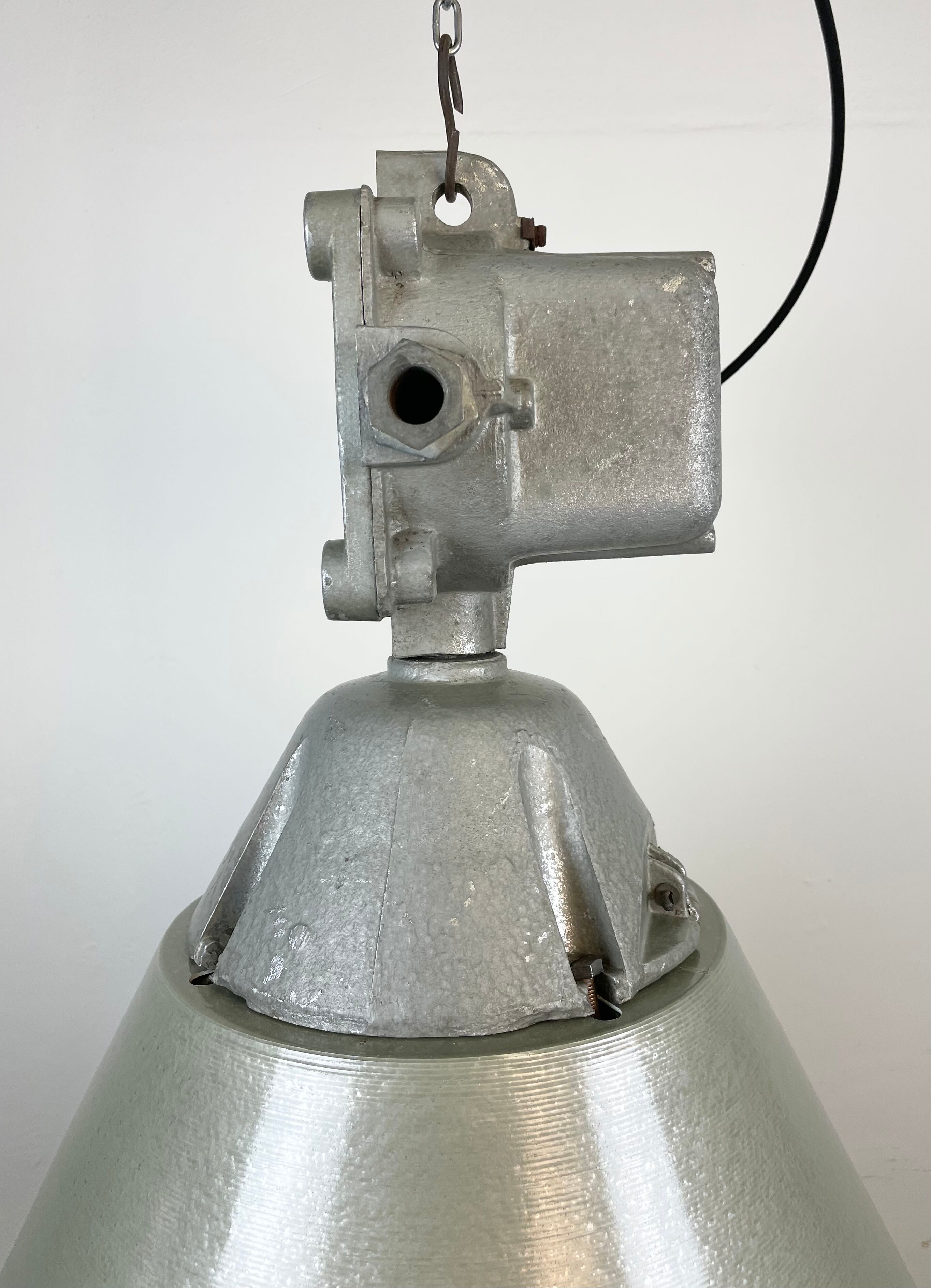 Industrial explosion proof lamp with aluminium shade from polam, 1970s
