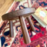 Vintage solid wood low tripod stool