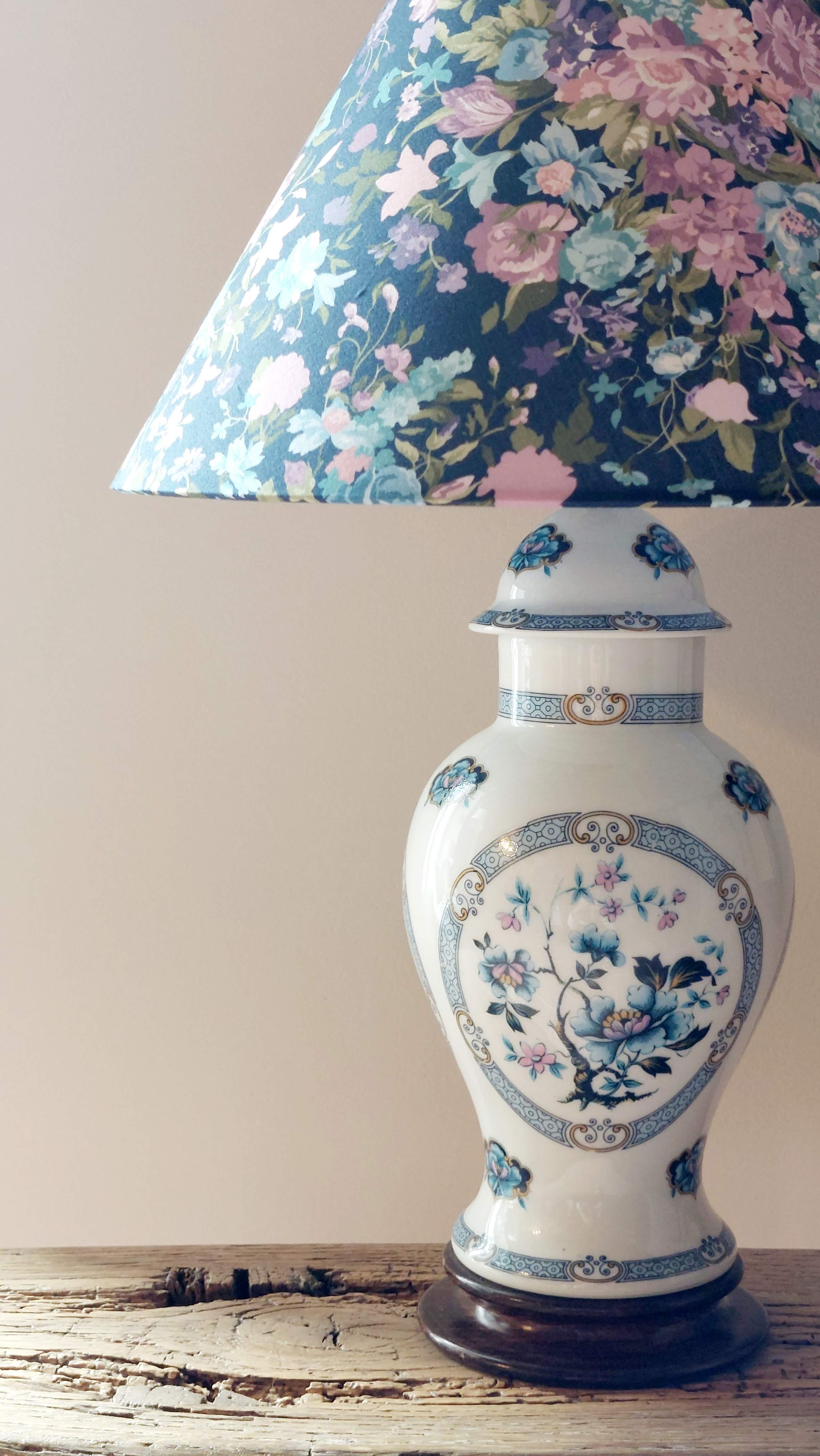 Limoges porcelain lamp Hergey – custom Liberty lampshade