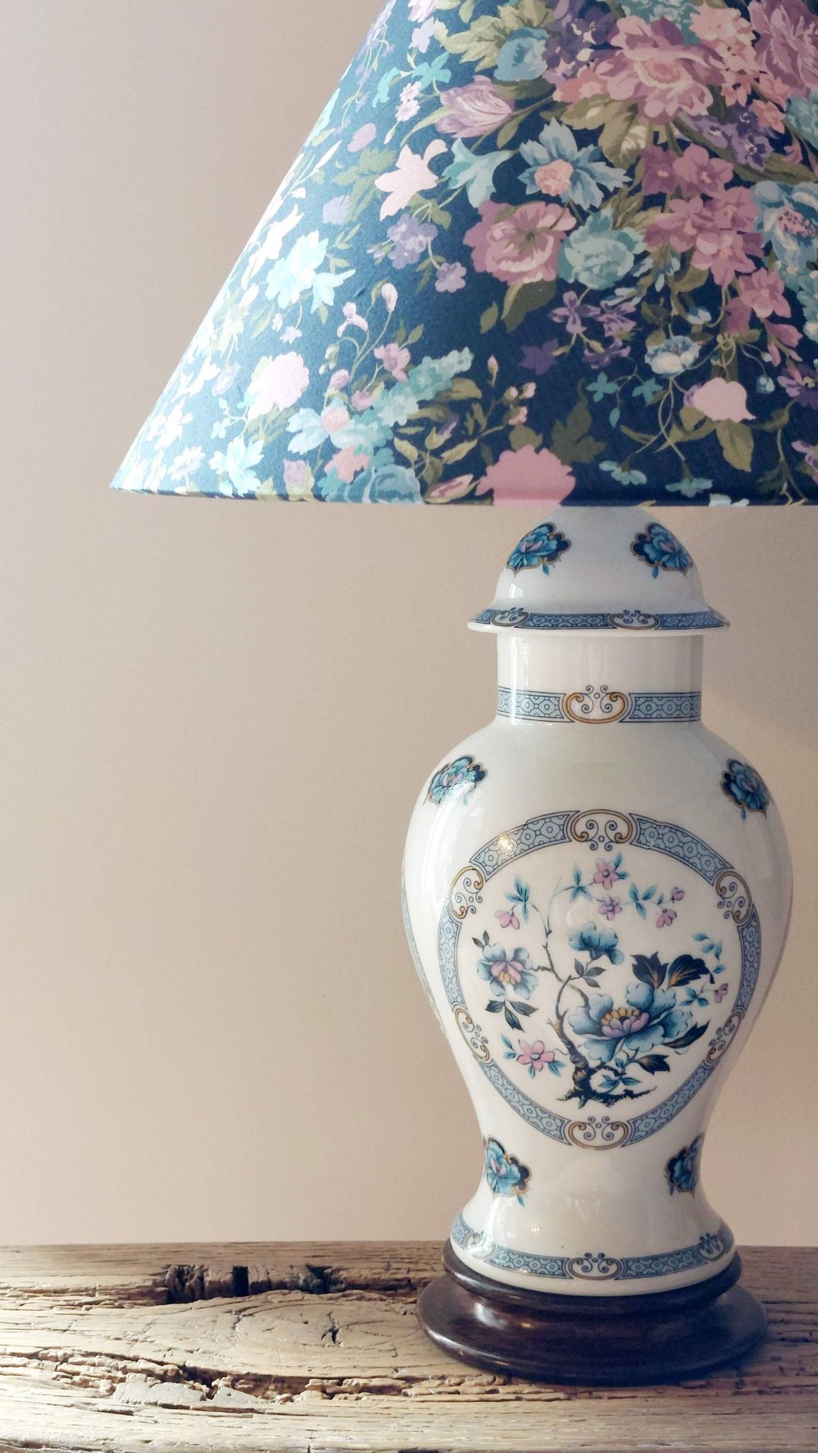Limoges porcelain lamp Hergey – custom Liberty lampshade