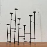 Mid-century brutalist extendable wrought iron floor chandelier, 1960s.