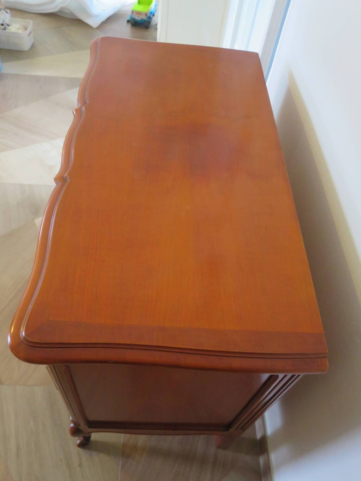 3-drawer chest of drawers in Louis XV style cherry wood, 1980s