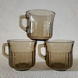 3 smoked glass cups