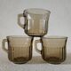 3 smoked glass cups