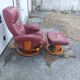 Old armchair on vintage leather foot + foot rest