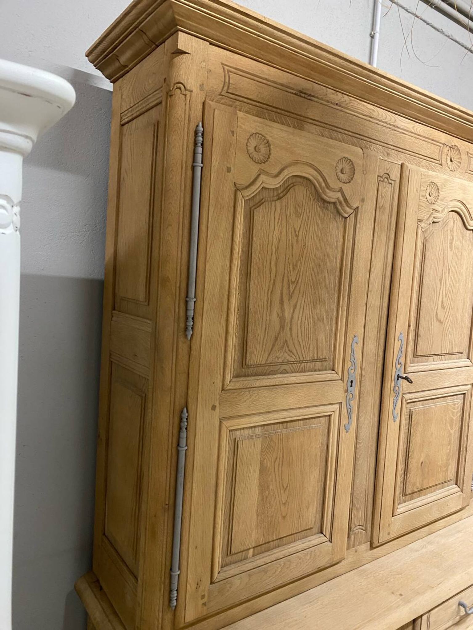 Louis XV style two-part buffet in raw wood