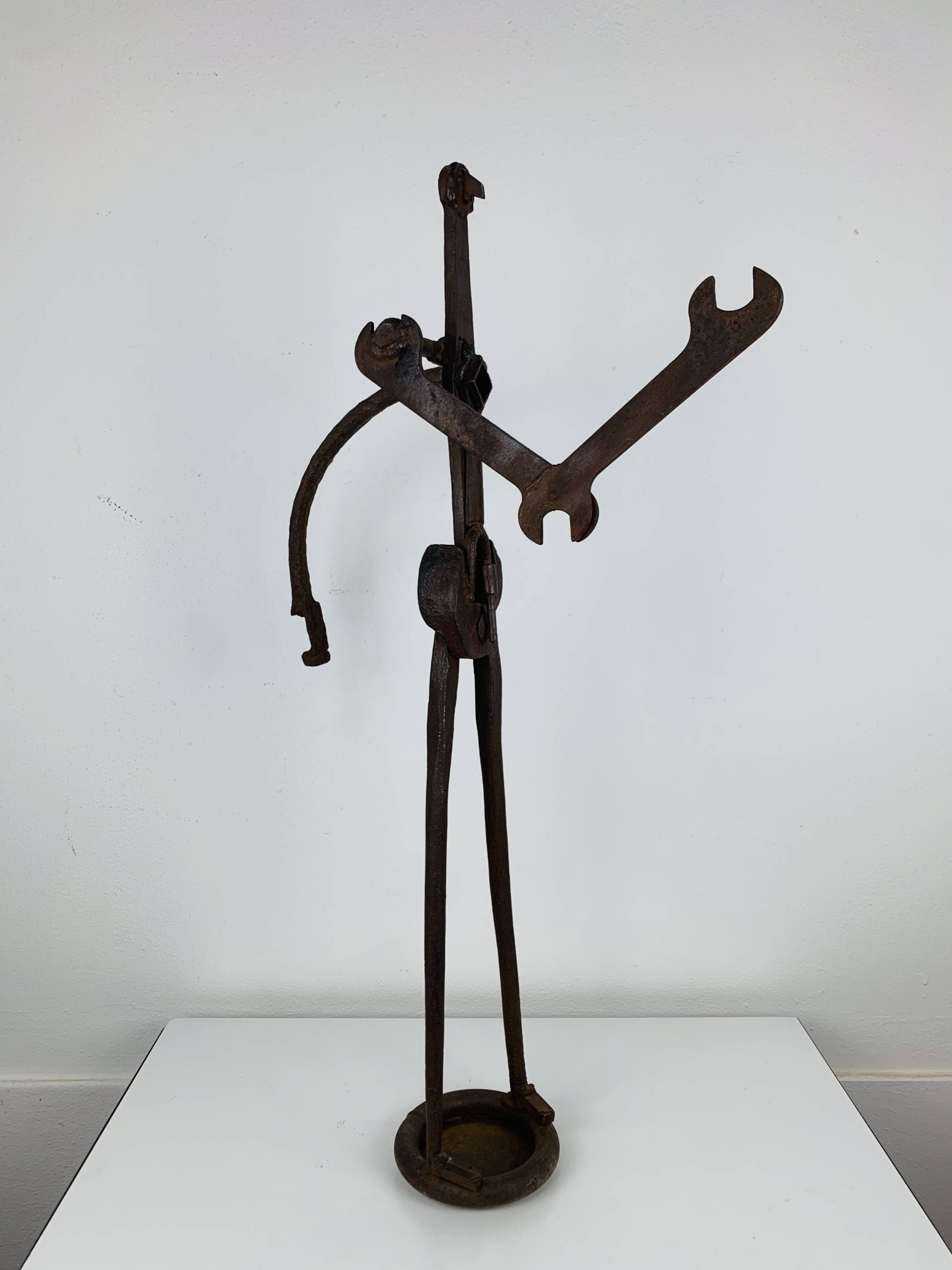 Brutalist sculpture in wrought iron, folk art