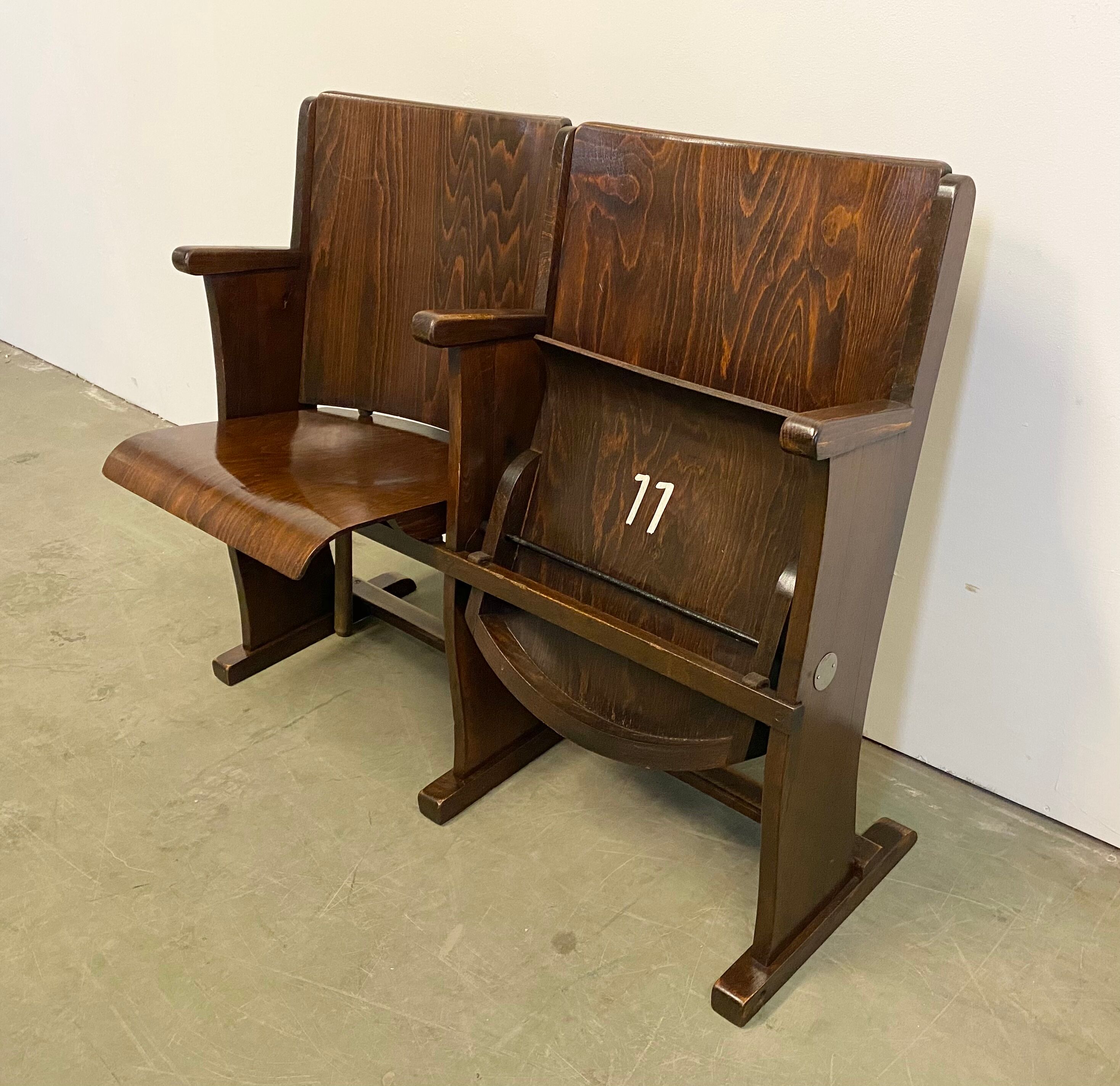 Vintage Two-Seat Cinema Bench from Ton 1950s