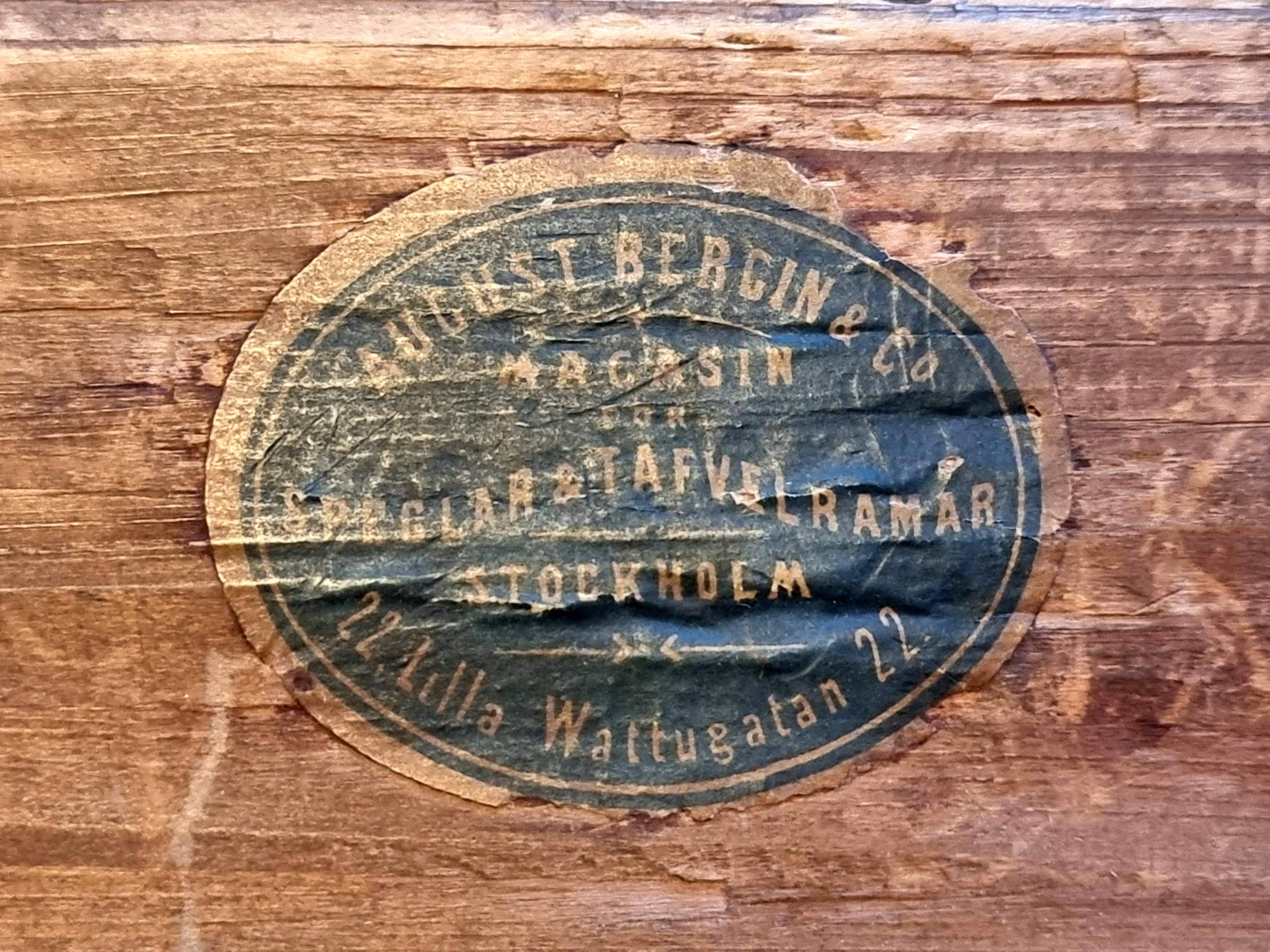August Bergin & Co. Stockholm, mirror with wooden frame, Swedish Jugend.