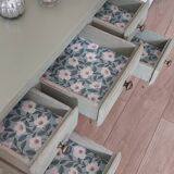 Console en merisier style Louis XV couleur vert lichen