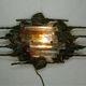 Large brutalist iron & ice Murano glass sconce / wall lamp, 1960s