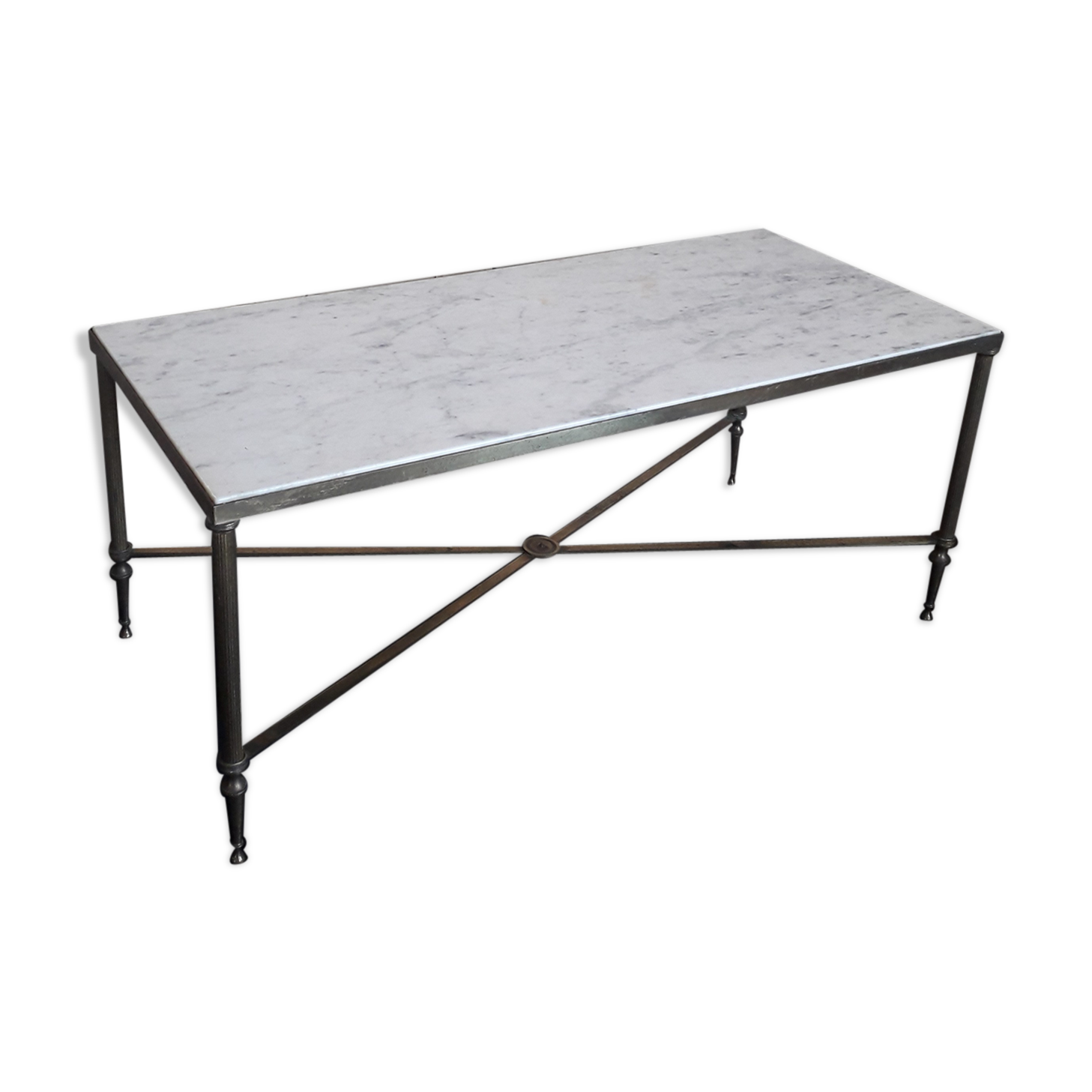 Coffee table marble and gilded metal