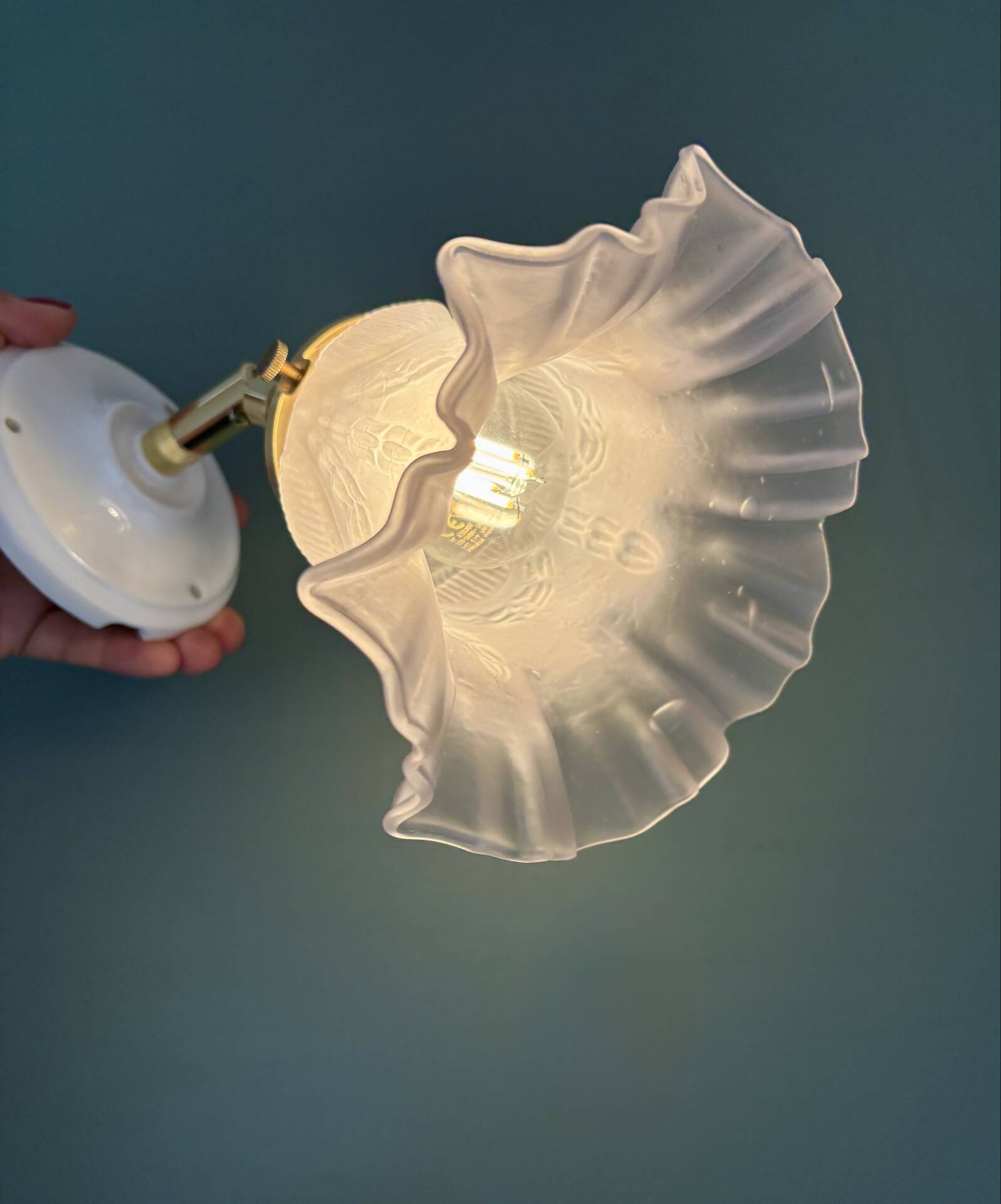 Vintage frosted glass tulip wall light