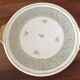 Dish + pie shovel in earthenware Sarreguemines green, cream and gold 1950