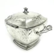 Sugar bowl, Art Nouveau, silver-plated brass, Bracia Buch, Poland, early 20th century