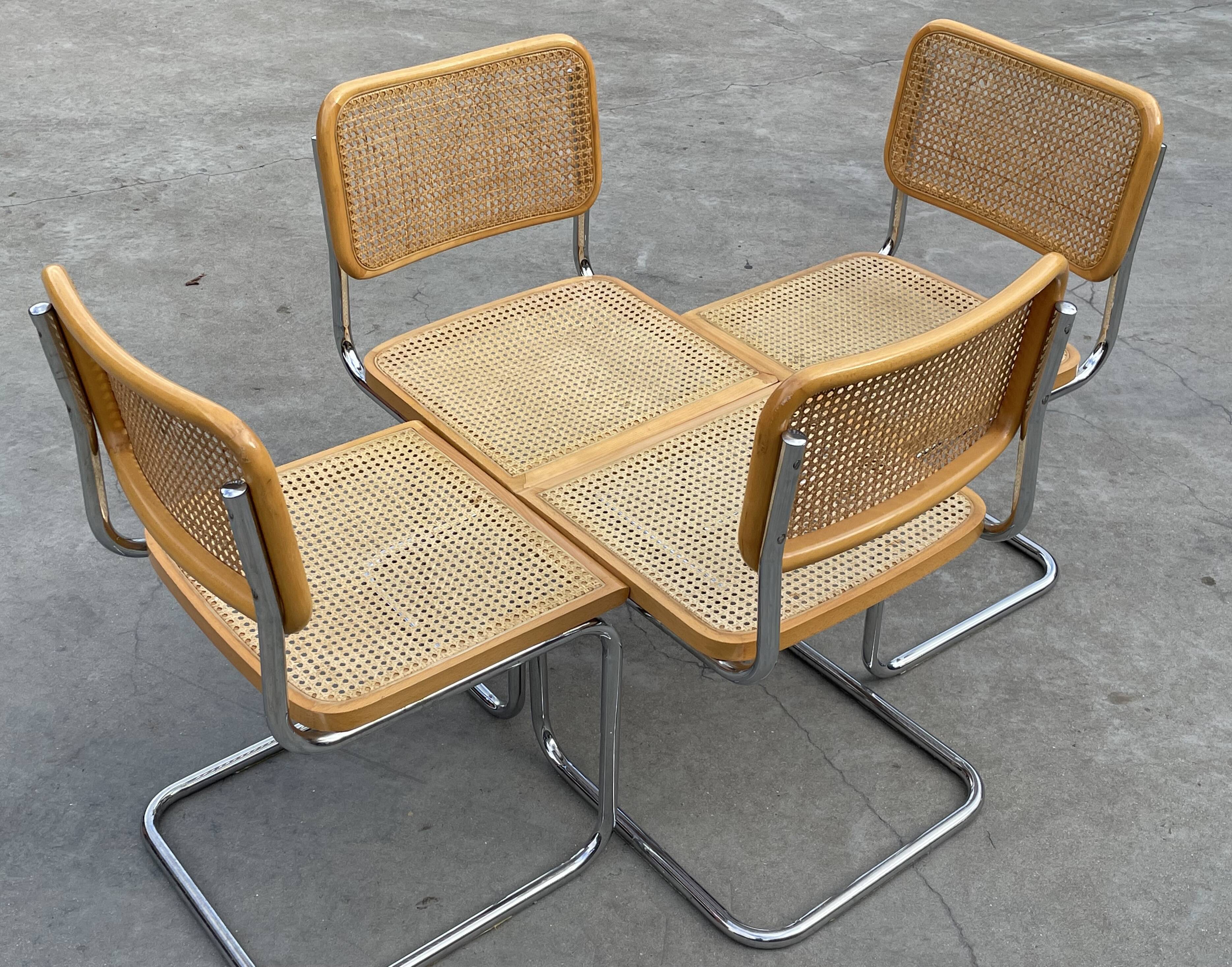 Set of 4 chairs model Cesca B32 designed by Marcel Breuer design