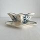 Antique iron earthenware sauceboat with flowers and birds "Malaga" Petrus Regout