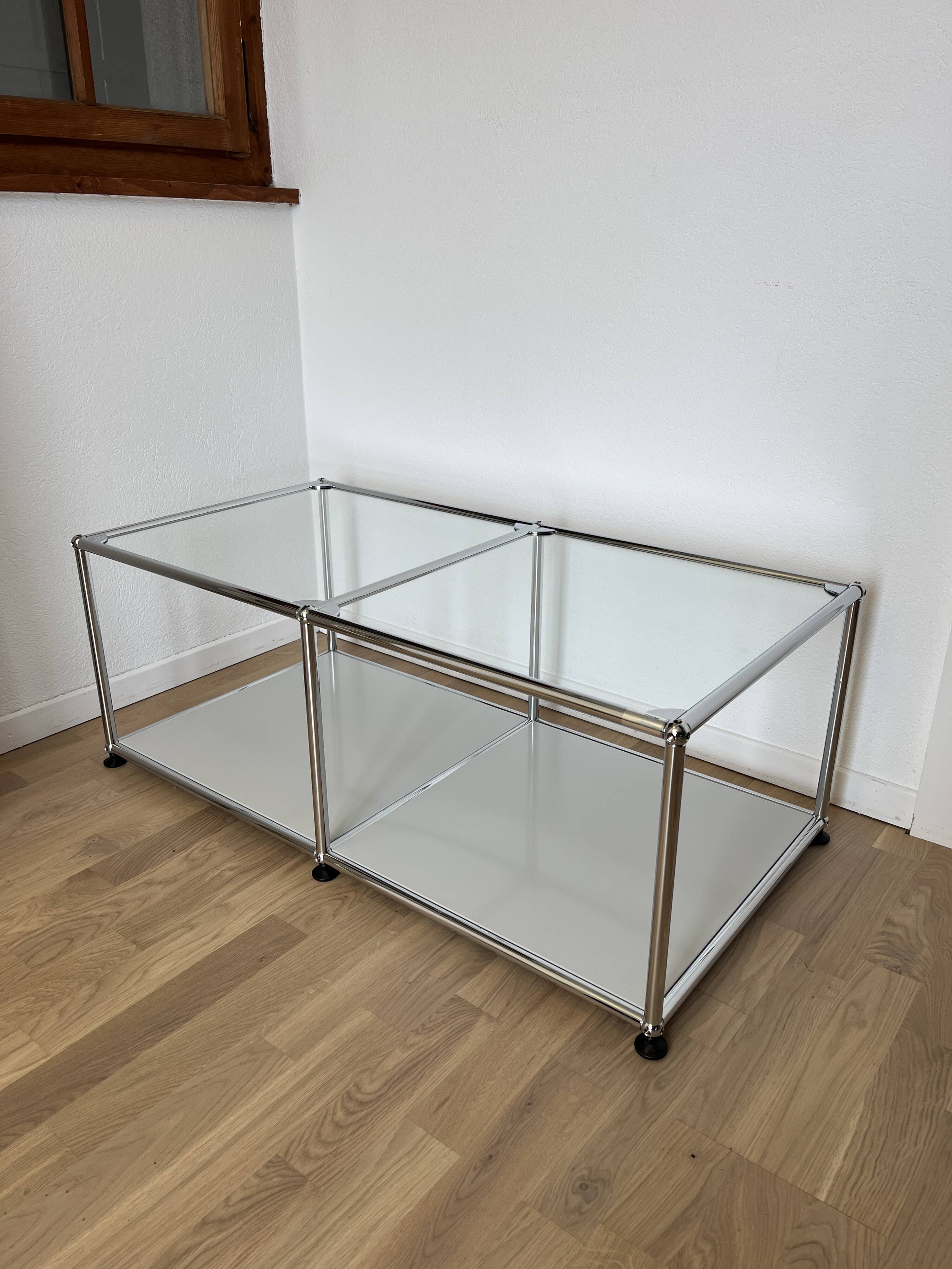 USM Haller Coffee Table in Light Grey and Glass