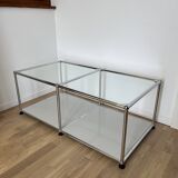 USM Haller Coffee Table in Light Grey and Glass