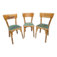 Trio chaises bistrot Baumann 1950 simili vert chiné