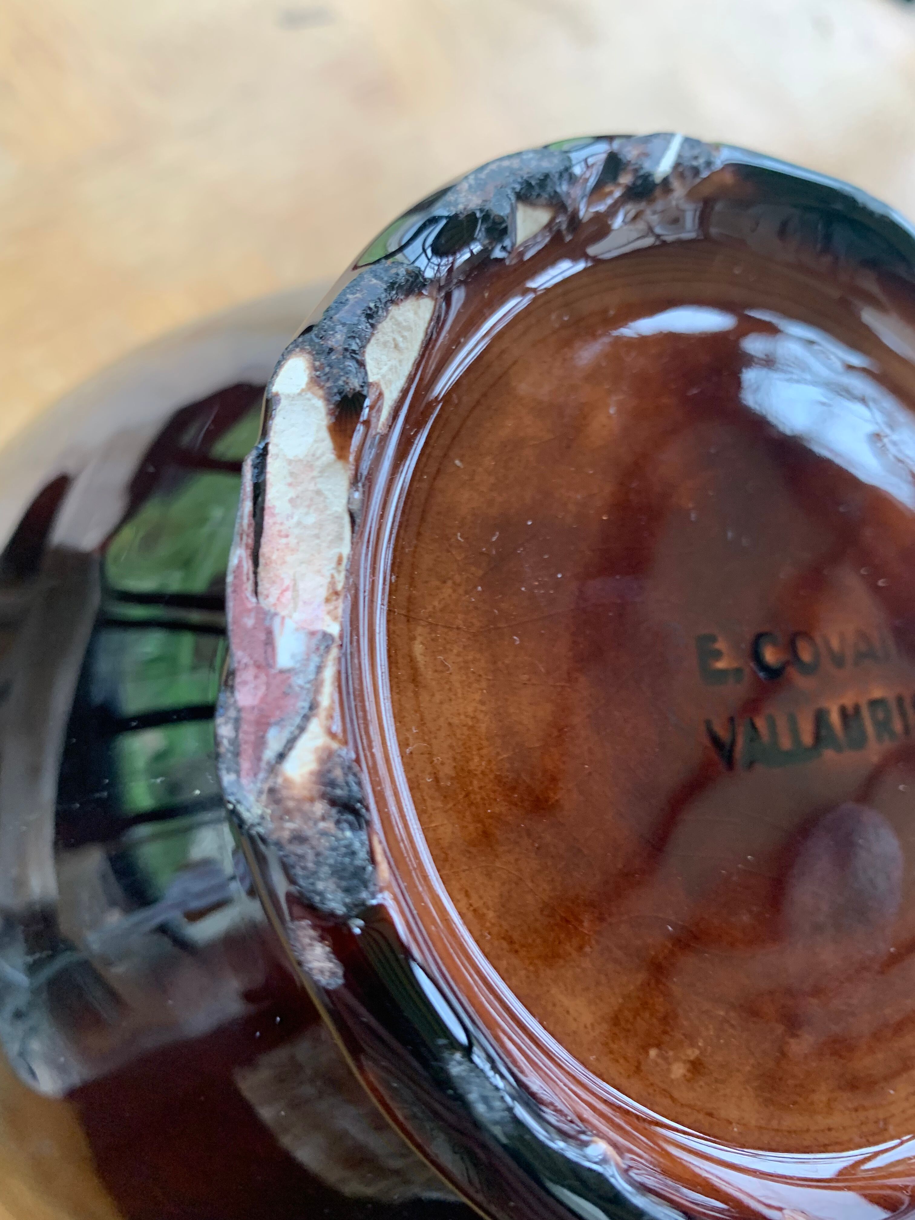 Amphora vase in glazed ceramic vallauris sign E.Covain vintage