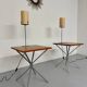 Side table / bedside table with designer lighting, Ligne Roset metal and wood