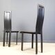 Set of 6 post modern black leather dining chairs, 1980s