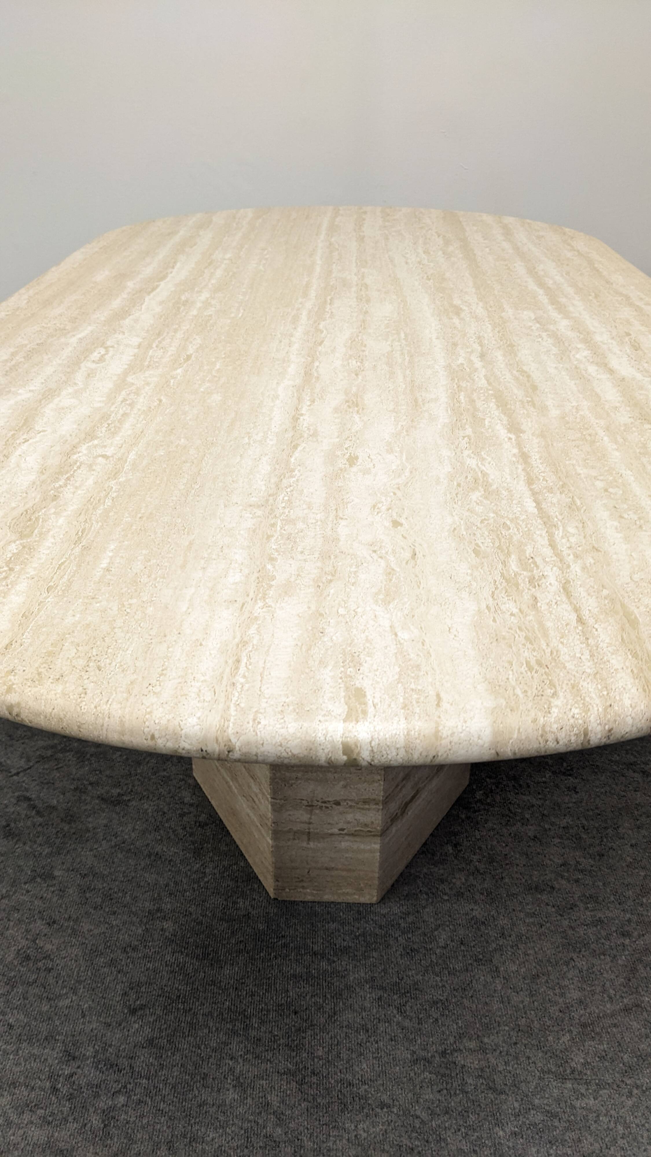 XL dining table in travertine, Italy circa 1970