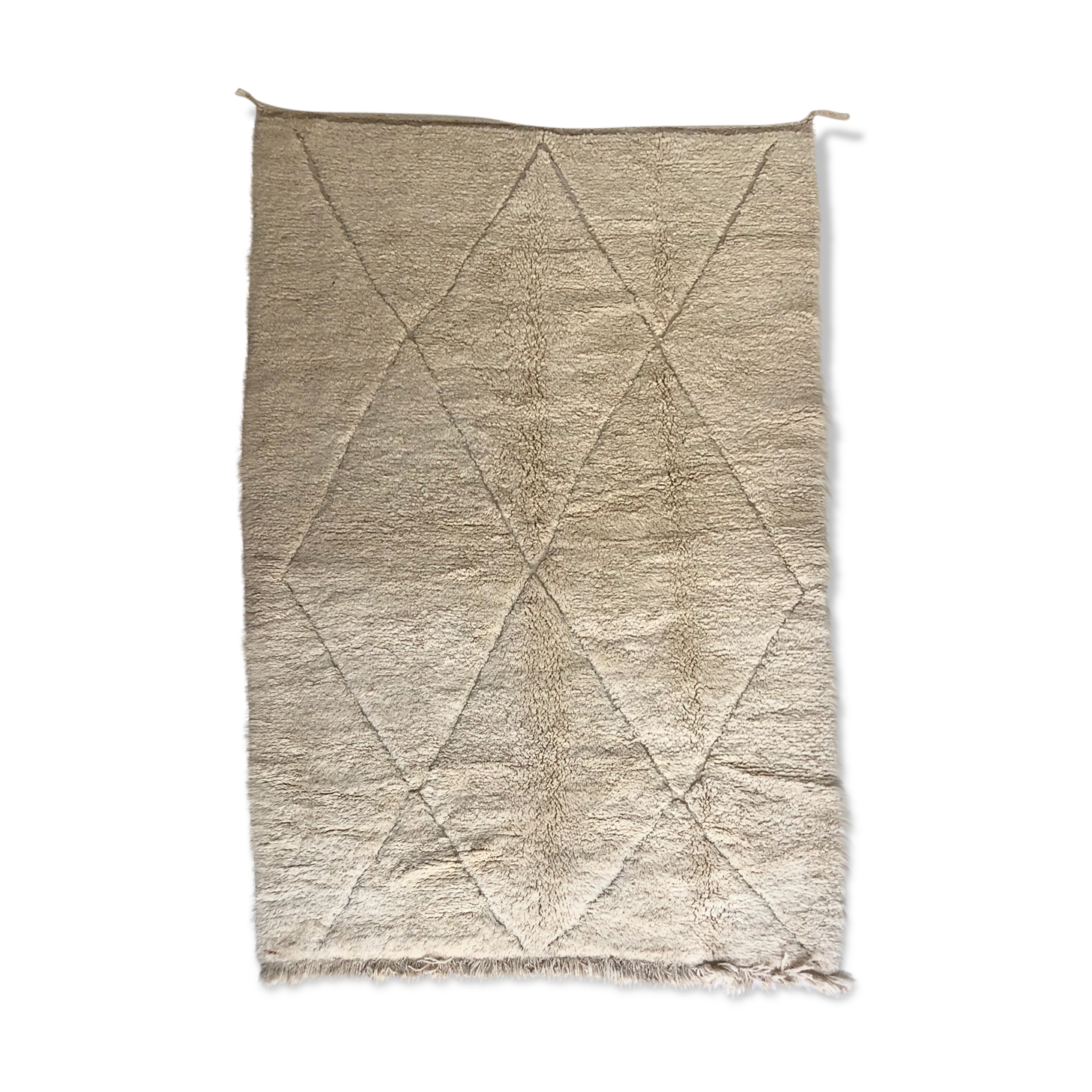 Moroccan Berber carpet Beni Ouarain with diamonds ecrus 2,44x1.61m