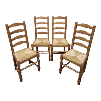 4 high-backed straw chairs