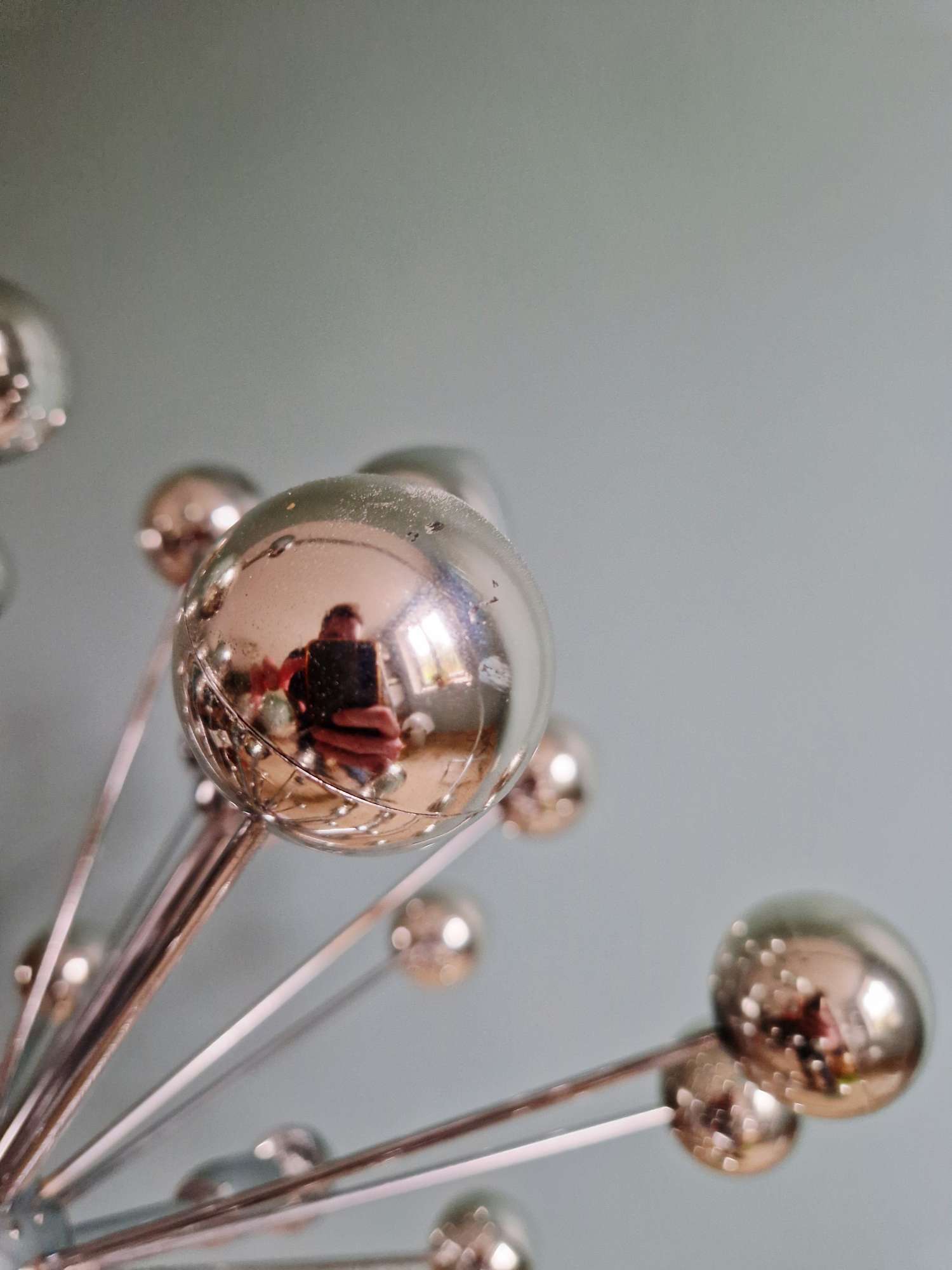 Chrome metal Sputnik chandelier, Space Age design, 1960.