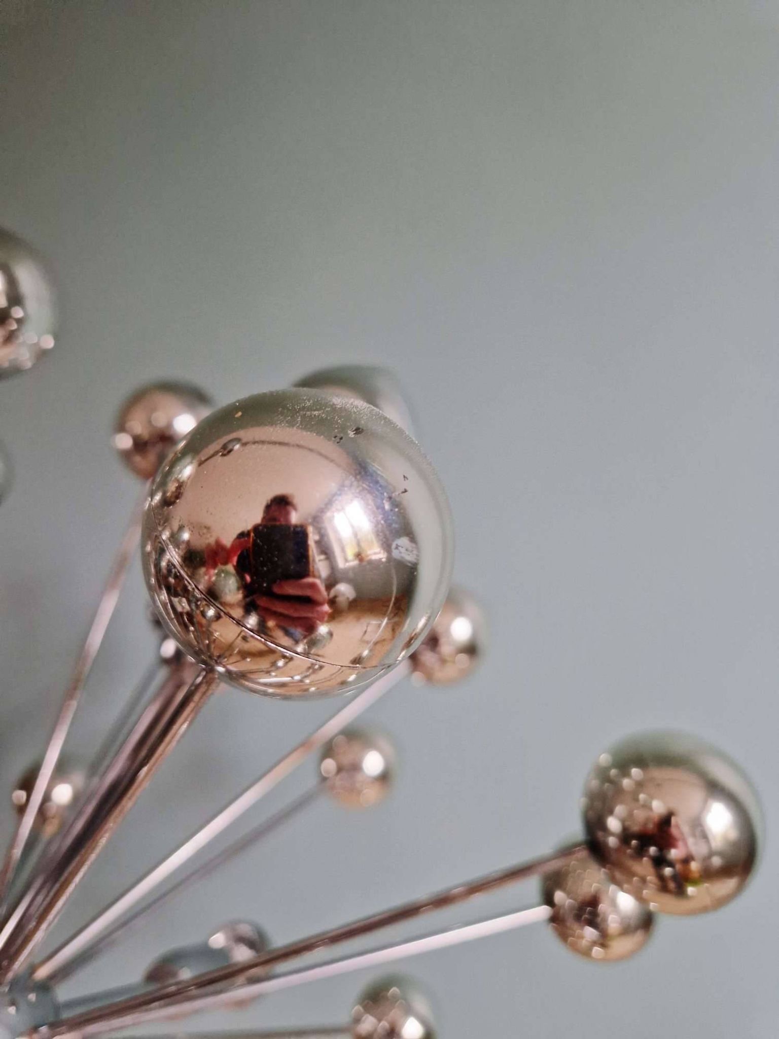 Lustre Sputnik en métal chromé, design Space Age, 1960
