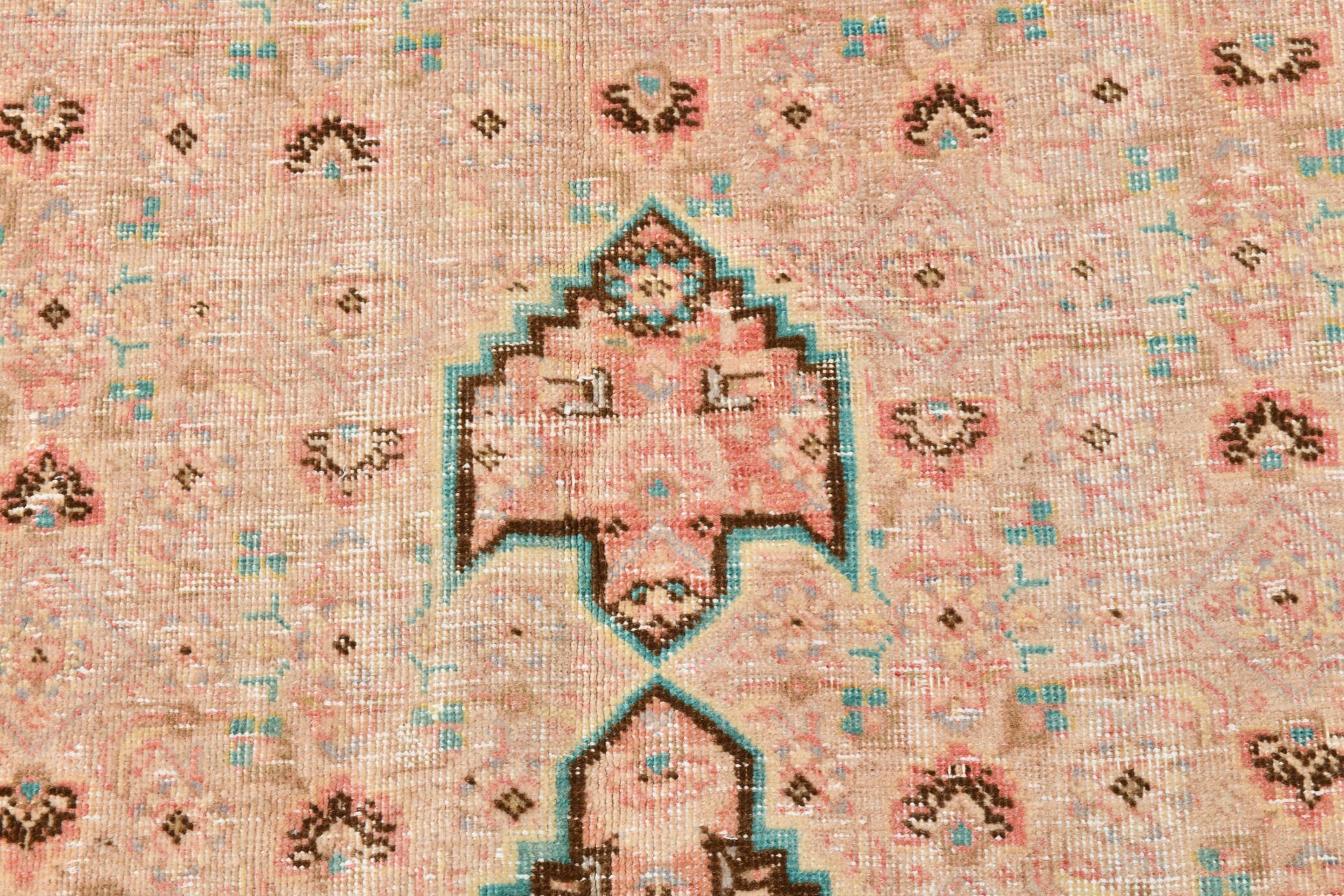 Pale Red & Teal Green Persian Heriz Rug, 288x382Cm