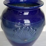 Large vintage vase in blue glazed ceramic